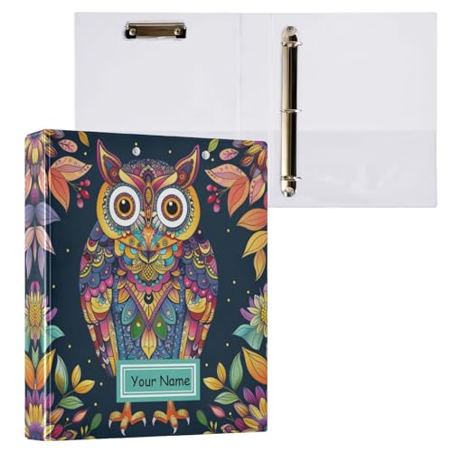 Mandala-Blumen mit Eulen, 3-Ringordner mit Klemmbrett, fügen Sie Ihren Namen in den Aktenordner für Büro Schule mit Tasche hinzu Mandala-Blumen mit Eulen, 3-Ringordner mit Klemmbrett, fügen Sie Ihren Namen in den Aktenordner für Büro Schule mit Tasche hinzu von Mnsruu