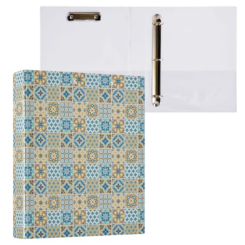 Mediterranes, dekoratives Fliesenmuster, 3 D-Ringordner, A4, 1 Packung mit 200 Blatt, für Kinder, Schulbedarf, Damen, Herren, Büro Mediterranes, dekoratives Fliesenmuster, 3 D-Ringordner, A4, 1 Packung mit 200 Blatt, für Kinder, Schulbedarf, Damen, Herren, Büro von Mnsruu