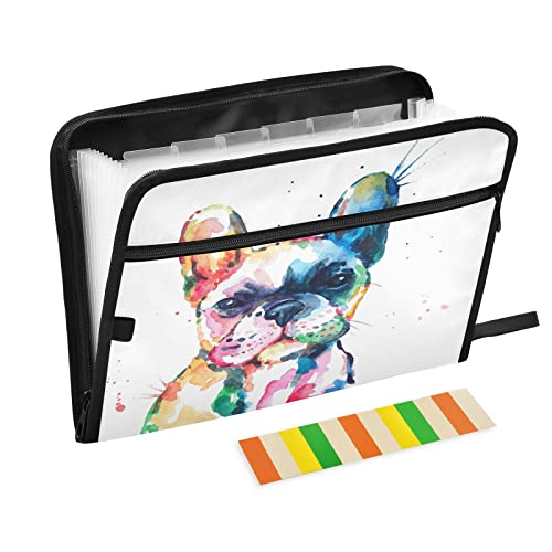 Mnsruu Aquarell Französische Bulldogge 13 Taschen Fächermappe mit Etiketten, Akkordeon-Aktenordner Aktenordner Brief A4 Papier für Büro Schule Studenten Mnsruu Aquarell Französische Bulldogge 13 Taschen Fächermappe mit Etiketten, Akkordeon-Aktenordner Aktenordner Brief A4 Papier für Büro Schule Studenten von Mnsruu
