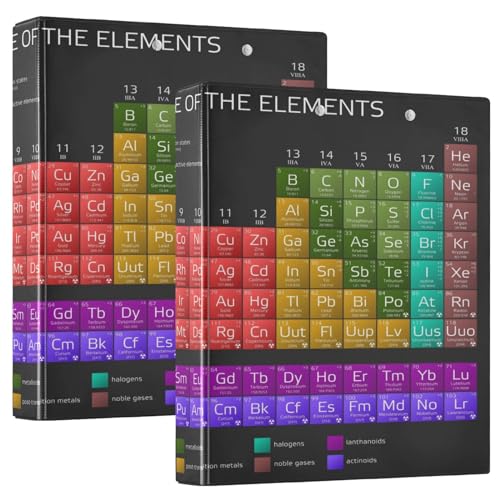 Mnsruu Chemie-Periodensystem der Elemente, schwarz, 3-Ringordner mit 3 transparenten Innenfächern, Klemmbrett, vielseitige Ordner, 200 Blatt, für Büro, Zuhause, Schule, 2 Stück Mnsruu Chemie-Periodensystem der Elemente, schwarz, 3-Ringordner mit 3 transparenten Innenfächern, Klemmbrett, vielseitige Ordner, 200 Blatt, für Büro, Zuhause, Schule, 2 Stück von Mnsruu
