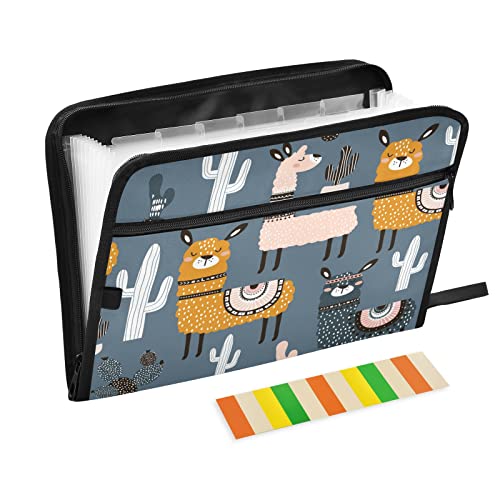Mnsruu Lama Alpaka Kaktus Vintage 13 Taschen Fächermappe mit Etiketten, Akkordeon-Aktenordner Aktenordner Brief A4 Papier für Büro Schule Student Mnsruu Lama Alpaka Kaktus Vintage 13 Taschen Fächermappe mit Etiketten, Akkordeon-Aktenordner Aktenordner Brief A4 Papier für Büro Schule Student von Mnsruu