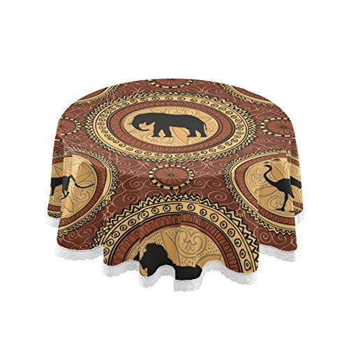 Mnsruu Runde Tischdecken, ethnische afrikanische mit Tieren dekorative Tischdecke für runde Tischdecken Abendessen Tisch Partys von Mnsruu