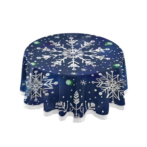 Mnsruu Weihnachtstischdecken, weiße Schneeflocken, blauer Hintergrund, dekorative Tischdecke für runde Tische, Esszimmer, dekorativ für Urlaub, Zuhause, Party Mnsruu Weihnachtstischdecken, weiße Schneeflocken, blauer Hintergrund, dekorative Tischdecke für runde Tische, Esszimmer, dekorativ für Urlaub, Zuhause, Party von Mnsruu