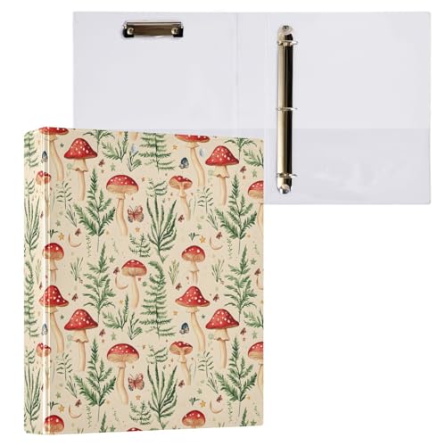 Mushroom Fern Butterfly 3 D-Ringbuch, A4, 1 Packung mit 200 Blatt, für Kinder, Schulbedarf, Damen, Herren, Büro von Mnsruu