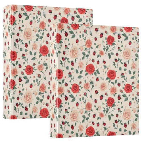 Niedliche Marienkäfer, rote Rosen, 3 D-Ringbuch, A4, 2 Stück mit 200 Blatt, für Kinder, Schulbedarf, Damen, Herren, Büro von Mnsruu