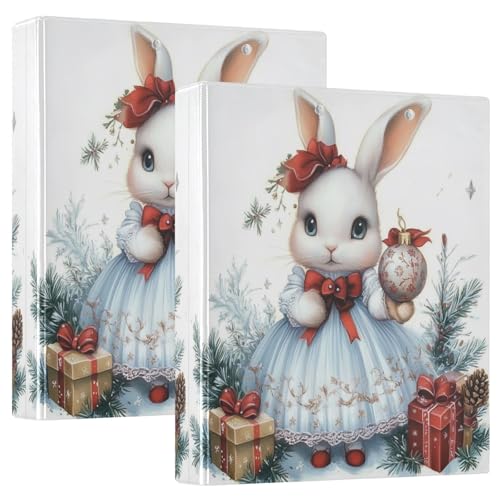 Niedlicher Hase mit Weihnachtskleid, 3 D-Ringordner, A4, 2 Stück mit 200 Blatt, für Kinder, Schulbedarf, Damen, Herren, Büro Niedlicher Hase mit Weihnachtskleid, 3 D-Ringordner, A4, 2 Stück mit 200 Blatt, für Kinder, Schulbedarf, Damen, Herren, Büro von Mnsruu