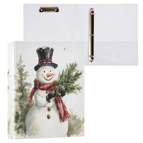 Niedlicher Schneemann roter Schal 3 D-Ringbuch A4 1 Packung mit 200 Blatt für Kinder, Schulbedarf, Damen, Herren, Büro von Mnsruu