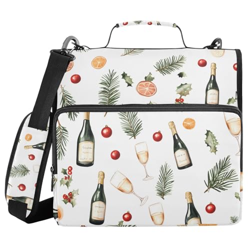 Ordner mit 3 Ringen, Reißverschluss, Schulterriemen, Rotweinblätter, Fächermappe, mehrere Taschen Ordner mit 3 Ringen, Reißverschluss, Schulterriemen, Rotweinblätter, Fächermappe, mehrere Taschen von Mnsruu