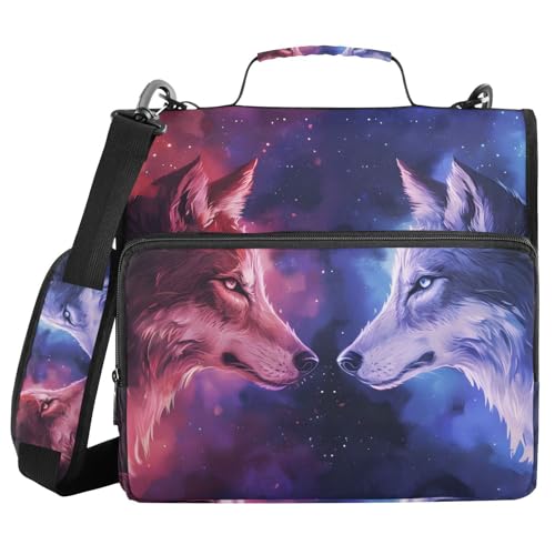Ordner mit 3 Ringen, Reißverschluss, Schulterriemen, Wolfsmuster, D-Ordner, Fächermappe, mehrere Taschen Ordner mit 3 Ringen, Reißverschluss, Schulterriemen, Wolfsmuster, D-Ordner, Fächermappe, mehrere Taschen von Mnsruu