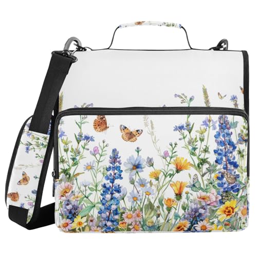 Ordner mit 3 Ringen, Reißverschluss, mit Schultergurt, Aquarell-Wildblumen, Frühlingsbuch, Fächermappe, mehrere Taschen Ordner mit 3 Ringen, Reißverschluss, mit Schultergurt, Aquarell-Wildblumen, Frühlingsbuch, Fächermappe, mehrere Taschen von Mnsruu