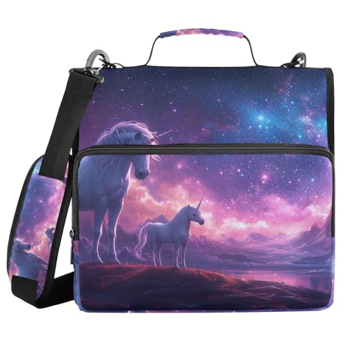 Ordner mit 3 Ringen, Reißverschluss, mit Schultergurt, Einhorn-Galaxie, Fächermappe mit mehreren Taschen Ordner mit 3 Ringen, Reißverschluss, mit Schultergurt, Einhorn-Galaxie, Fächermappe mit mehreren Taschen von Mnsruu