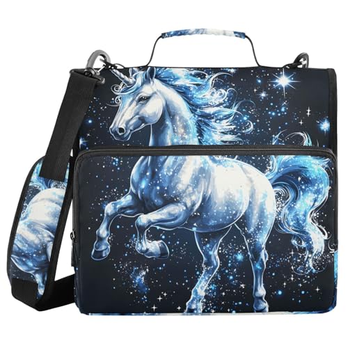 Ordner mit 3 Ringen, Reißverschluss, mit Schultergurt, Einhorn-Sterne, blau, Fächermappe mit mehreren Taschen Ordner mit 3 Ringen, Reißverschluss, mit Schultergurt, Einhorn-Sterne, blau, Fächermappe mit mehreren Taschen von Mnsruu