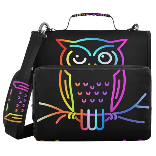 Ordner mit 3 Ringen, Reißverschluss, mit Schultergurt, Eulenlinie, neonfarben, Fächermappe mit mehreren Taschen Ordner mit 3 Ringen, Reißverschluss, mit Schultergurt, Eulenlinie, neonfarben, Fächermappe mit mehreren Taschen von Mnsruu