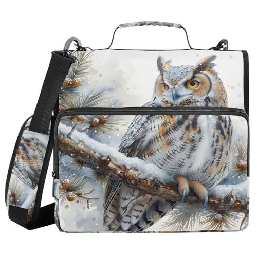 Ordner mit 3 Ringen, Reißverschluss, mit Schultergurt, Eulenzweig, Schnee, Fächermappe, Ordner, Aufbewahrung, mehrere Taschen Ordner mit 3 Ringen, Reißverschluss, mit Schultergurt, Eulenzweig, Schnee, Fächermappe, Ordner, Aufbewahrung, mehrere Taschen von Mnsruu