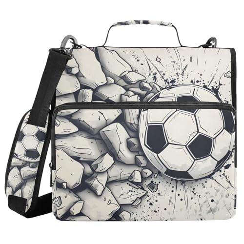Ordner mit 3 Ringen, Reißverschluss, mit Schultergurt, Fußball-Wandbinder, Tasche, Fächermappe, mehrere Taschen Ordner mit 3 Ringen, Reißverschluss, mit Schultergurt, Fußball-Wandbinder, Tasche, Fächermappe, mehrere Taschen von Mnsruu