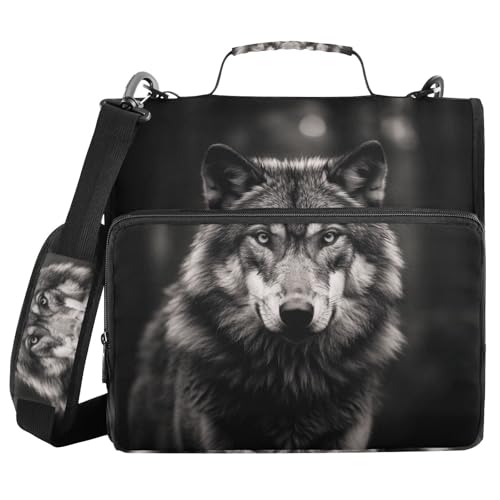 Ordner mit 3 Ringen, Reißverschluss, mit Schultergurt, Grau, Wolf, Hochformat, Fächermappe, mehrere Taschen Ordner mit 3 Ringen, Reißverschluss, mit Schultergurt, Grau, Wolf, Hochformat, Fächermappe, mehrere Taschen von Mnsruu