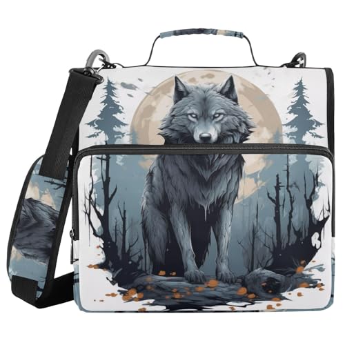 Ordner mit 3 Ringen, Reißverschluss, mit Schultergurt, Holz, Wolf, Hochformat, Fächermappe, Ordner, Aufbewahrung, mehrere Taschen Ordner mit 3 Ringen, Reißverschluss, mit Schultergurt, Holz, Wolf, Hochformat, Fächermappe, Ordner, Aufbewahrung, mehrere Taschen von Mnsruu