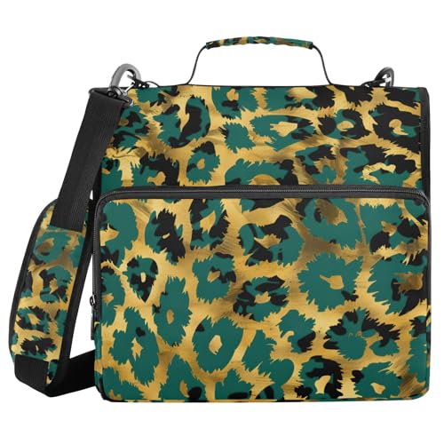 Ordner mit 3 Ringen, Reißverschluss, mit Schultergurt, Leopardenmuster, Tier, Fächermappe, Ordner, Aufbewahrung, mehrere Taschen Ordner mit 3 Ringen, Reißverschluss, mit Schultergurt, Leopardenmuster, Tier, Fächermappe, Ordner, Aufbewahrung, mehrere Taschen von Mnsruu