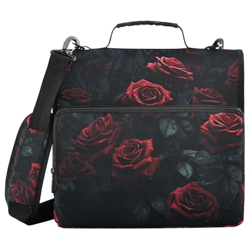 Ordner mit 3 Ringen, Reißverschluss, mit Schultergurt, Rose in Dunkelheit, Ordner, Tasche, Fächermappe, Aufbewahrung, mehrere Taschen Ordner mit 3 Ringen, Reißverschluss, mit Schultergurt, Rose in Dunkelheit, Ordner, Tasche, Fächermappe, Aufbewahrung, mehrere Taschen von Mnsruu