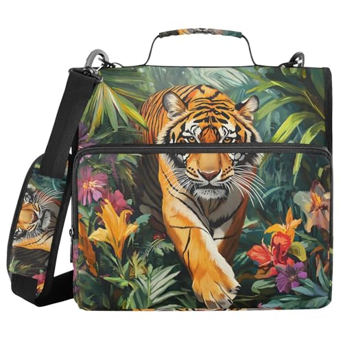 Ordner mit 3 Ringen, Reißverschluss, mit Schultergurt, Tigerwald, Fächermappe, mehrere Taschen Ordner mit 3 Ringen, Reißverschluss, mit Schultergurt, Tigerwald, Fächermappe, mehrere Taschen von Mnsruu
