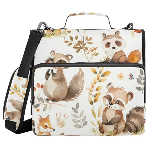 Ordner mit 3 Ringen, Reißverschluss, mit Schultergurt, Waldfreunde, Bär, Fuchs, Fächermappe, Ordner, Aufbewahrung, mehrere Taschen Ordner mit 3 Ringen, Reißverschluss, mit Schultergurt, Waldfreunde, Bär, Fuchs, Fächermappe, Ordner, Aufbewahrung, mehrere Taschen von Mnsruu