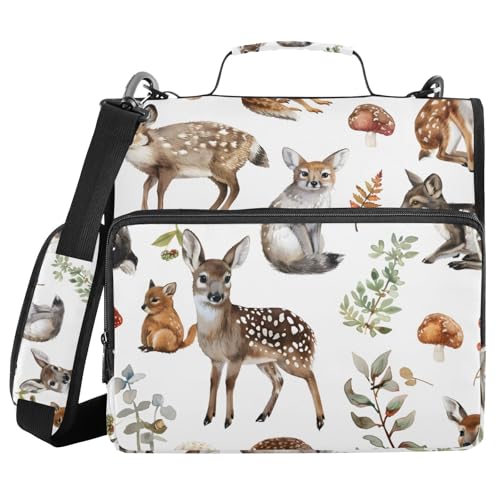 Ordner mit 3 Ringen, Reißverschluss, mit Schultergurt, Waldtier-Muster, Ordner, Tasche, Fächermappe, Aufbewahrung, mehrere Taschen Ordner mit 3 Ringen, Reißverschluss, mit Schultergurt, Waldtier-Muster, Ordner, Tasche, Fächermappe, Aufbewahrung, mehrere Taschen von Mnsruu