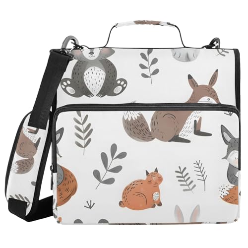 Ordner mit 3 Ringen, Reißverschluss, mit Schultergurt, Waldtiere, Fächermappe, mehrere Taschen Ordner mit 3 Ringen, Reißverschluss, mit Schultergurt, Waldtiere, Fächermappe, mehrere Taschen von Mnsruu