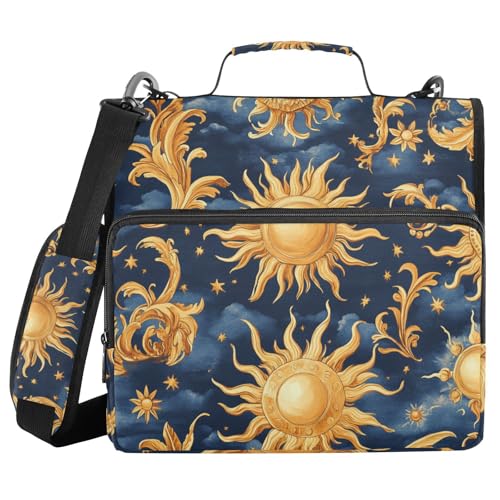 Ordner mit 3 Ringen, Reißverschluss, mit Schultergurt, goldfarben, filigran, Sonne, Wolke, Fächermappe, Aufbewahrung, mehrere Taschen Ordner mit 3 Ringen, Reißverschluss, mit Schultergurt, goldfarben, filigran, Sonne, Wolke, Fächermappe, Aufbewahrung, mehrere Taschen von Mnsruu