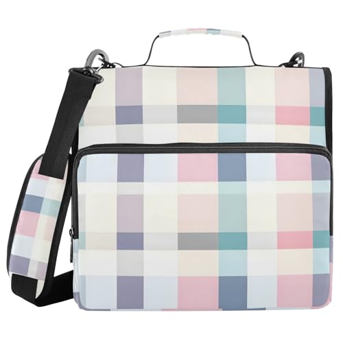 Ordner mit 3 Ringen, Reißverschluss, mit Schultergurt, kariertes Muster, K-Ordner, Tasche, Fächermappe, Aufbewahrung, mehrere Taschen Ordner mit 3 Ringen, Reißverschluss, mit Schultergurt, kariertes Muster, K-Ordner, Tasche, Fächermappe, Aufbewahrung, mehrere Taschen von Mnsruu