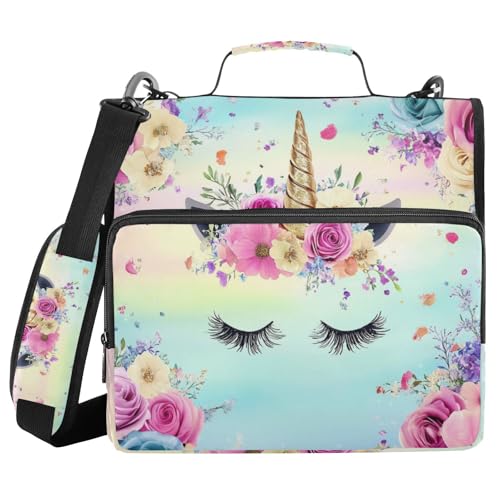 Ordner mit 3 Ringen, Reißverschluss und Schultergurt, Dreamy Unicorn E Ordner, Fächermappe, Aufbewahrung, mehrere Taschen Ordner mit 3 Ringen, Reißverschluss und Schultergurt, Dreamy Unicorn E Ordner, Fächermappe, Aufbewahrung, mehrere Taschen von Mnsruu