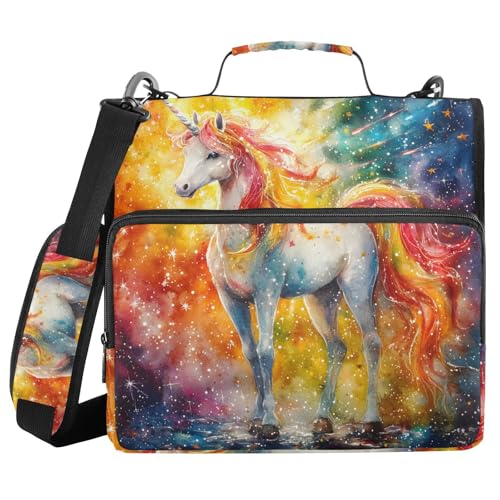 Ordner mit 3 Ringen, Reißverschluss und Schultergurt, Dreamy Unicorn O Ordner, Fächermappe, Aufbewahrung, mehrere Taschen Ordner mit 3 Ringen, Reißverschluss und Schultergurt, Dreamy Unicorn O Ordner, Fächermappe, Aufbewahrung, mehrere Taschen von Mnsruu