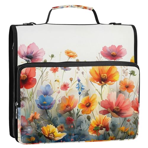 Ordner mit 3 Ringen, Reißverschluss und Schultergurt, Frühlingsblumen, Garten, Fächermappe, Ordner, Aufbewahrung, mehrere Taschen Ordner mit 3 Ringen, Reißverschluss und Schultergurt, Frühlingsblumen, Garten, Fächermappe, Ordner, Aufbewahrung, mehrere Taschen von Mnsruu