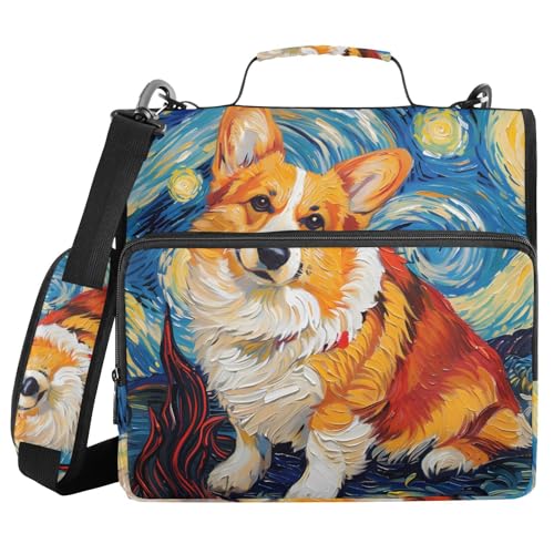 Ordner mit 3 Ringen, Reißverschluss und Schultergurt, Hund im Sternenhimmel, Fächermappe mit mehreren Taschen Ordner mit 3 Ringen, Reißverschluss und Schultergurt, Hund im Sternenhimmel, Fächermappe mit mehreren Taschen von Mnsruu