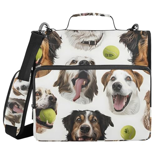 Ordner mit 3 Ringen, Reißverschluss und Schultergurt, Hunde mit Tennisbällen, Fächermappe mit mehreren Taschen Ordner mit 3 Ringen, Reißverschluss und Schultergurt, Hunde mit Tennisbällen, Fächermappe mit mehreren Taschen von Mnsruu