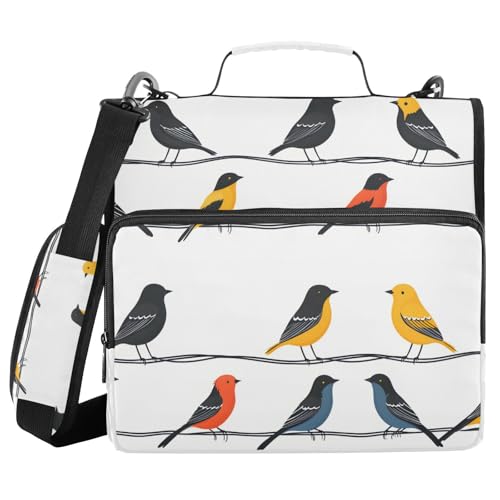 Ordner mit 3 Ringen, Reißverschluss und Schultergurt, Tierfliesen, Vogel, bunte Ordnertasche, Fächermappe, Aufbewahrung, mehrere Taschen Ordner mit 3 Ringen, Reißverschluss und Schultergurt, Tierfliesen, Vogel, bunte Ordnertasche, Fächermappe, Aufbewahrung, mehrere Taschen von Mnsruu