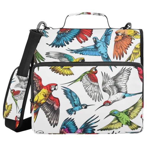 Ordner mit 3 Ringen, Reißverschluss und Schultergurt, bunt, Papageien, Vogel, Fächermappe, mehrere Taschen Ordner mit 3 Ringen, Reißverschluss und Schultergurt, bunt, Papageien, Vogel, Fächermappe, mehrere Taschen von Mnsruu