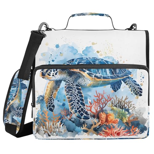 Ordner mit 3 Ringen und Reißverschluss, mit Schultergurt, Aquarell-Meeresschildkröten-Druck, Fächermappe mit mehreren Taschen Ordner mit 3 Ringen und Reißverschluss, mit Schultergurt, Aquarell-Meeresschildkröten-Druck, Fächermappe mit mehreren Taschen von Mnsruu