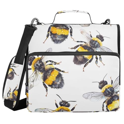 Ordner mit 3 Ringen und Reißverschluss, mit Schultergurt, Bienen, Aquarell, nahtlos, Fächermappe, Ordner, Aufbewahrung, mehrere Taschen Ordner mit 3 Ringen und Reißverschluss, mit Schultergurt, Bienen, Aquarell, nahtlos, Fächermappe, Ordner, Aufbewahrung, mehrere Taschen von Mnsruu