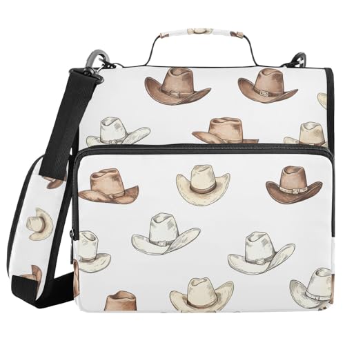 Ordner mit 3 Ringen und Reißverschluss, mit Schultergurt, Cowboyhut, Fächermappe mit mehreren Taschen Ordner mit 3 Ringen und Reißverschluss, mit Schultergurt, Cowboyhut, Fächermappe mit mehreren Taschen von Mnsruu