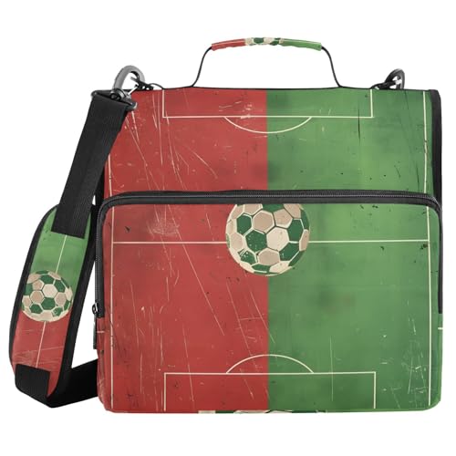 Ordner mit 3 Ringen und Reißverschluss, mit Schultergurt, Fußball-Operationstafel, Fächermappe mit mehreren Taschen von Mnsruu