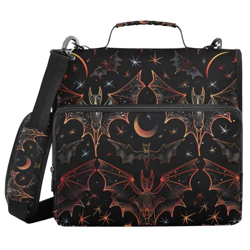 Ordner mit 3 Ringen und Reißverschluss, mit Schultergurt, Gothic, Fledermaus-Stern, Fächermappe, Aufbewahrung, mehrere Taschen Ordner mit 3 Ringen und Reißverschluss, mit Schultergurt, Gothic, Fledermaus-Stern, Fächermappe, Aufbewahrung, mehrere Taschen von Mnsruu