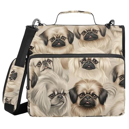 Ordner mit 3 Ringen und Reißverschluss, mit Schultergurt, Hundemuster, Braun, Fächermappe mit mehreren Taschen Ordner mit 3 Ringen und Reißverschluss, mit Schultergurt, Hundemuster, Braun, Fächermappe mit mehreren Taschen von Mnsruu