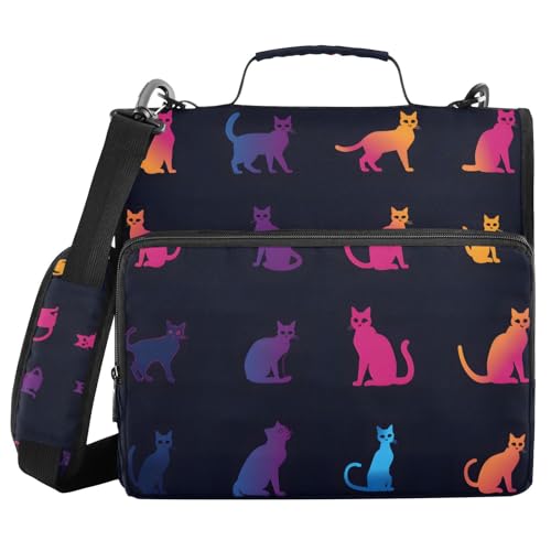 Ordner mit 3 Ringen und Reißverschluss, mit Schultergurt, Katzen-Silhouette, neonfarben, Fächermappe mit mehreren Taschen Ordner mit 3 Ringen und Reißverschluss, mit Schultergurt, Katzen-Silhouette, neonfarben, Fächermappe mit mehreren Taschen von Mnsruu
