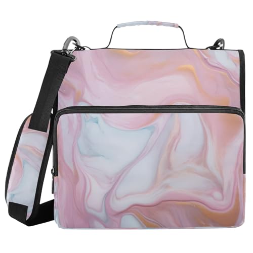 Ordner mit 3 Ringen und Reißverschluss, mit Schultergurt, Marmor-Rosa, Fächermappe mit mehreren Taschen Ordner mit 3 Ringen und Reißverschluss, mit Schultergurt, Marmor-Rosa, Fächermappe mit mehreren Taschen von Mnsruu