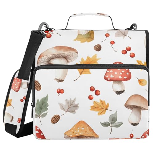 Ordner mit 3 Ringen und Reißverschluss, mit Schultergurt, Pilzblätter, Kirsche, Fächermappe, Ordner, Aufbewahrung, mehrere Taschen Ordner mit 3 Ringen und Reißverschluss, mit Schultergurt, Pilzblätter, Kirsche, Fächermappe, Ordner, Aufbewahrung, mehrere Taschen von Mnsruu