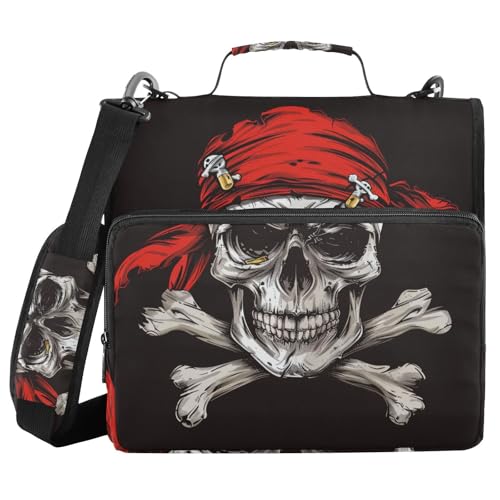 Ordner mit 3 Ringen und Reißverschluss, mit Schultergurt, Piratenschädel, gekreuzte Knochen, Ordner, Tasche, Fächermappe, Aufbewahrung, mehrere Taschen Ordner mit 3 Ringen und Reißverschluss, mit Schultergurt, Piratenschädel, gekreuzte Knochen, Ordner, Tasche, Fächermappe, Aufbewahrung, mehrere Taschen von Mnsruu