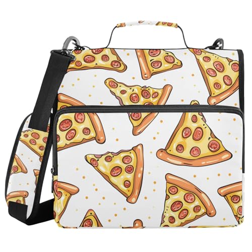 Ordner mit 3 Ringen und Reißverschluss, mit Schultergurt, Pizza-Cartoon-Muster, Fächermappe mit mehreren Taschen Ordner mit 3 Ringen und Reißverschluss, mit Schultergurt, Pizza-Cartoon-Muster, Fächermappe mit mehreren Taschen von Mnsruu