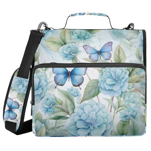 Ordner mit 3 Ringen und Reißverschluss, mit Schultergurt, Schmetterling in Blumen, Malerei, Ordner, Tasche, Fächermappe, Aufbewahrung, mehrere Taschen Ordner mit 3 Ringen und Reißverschluss, mit Schultergurt, Schmetterling in Blumen, Malerei, Ordner, Tasche, Fächermappe, Aufbewahrung, mehrere Taschen von Mnsruu