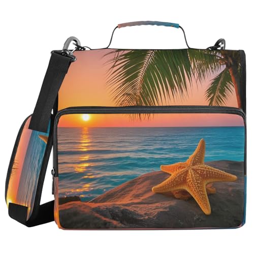 Ordner mit 3 Ringen und Reißverschluss, mit Schultergurt, Strand, Sonnenuntergang, Seestern, Fächermappe, Ordner, Aufbewahrung, mehrere Taschen Ordner mit 3 Ringen und Reißverschluss, mit Schultergurt, Strand, Sonnenuntergang, Seestern, Fächermappe, Ordner, Aufbewahrung, mehrere Taschen von Mnsruu