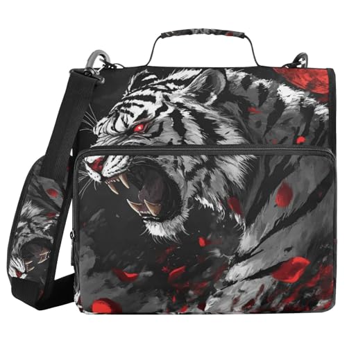 Ordner mit 3 Ringen und Reißverschluss, mit Schultergurt, Tigerrot, Schwarz, Fächermappe mit mehreren Taschen Ordner mit 3 Ringen und Reißverschluss, mit Schultergurt, Tigerrot, Schwarz, Fächermappe mit mehreren Taschen von Mnsruu
